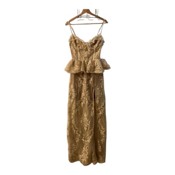 V. Chapman Ophilia Dress Warm Sand Tan Gold Size 4 NWT Cocktail - Picture 3 of 17